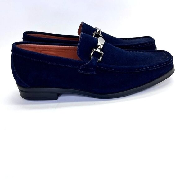 Stacy Adams Mens Neville Moc Toe Bit Slip On Size 8 Blue Suede Prom Party Event - Picture 9 of 15